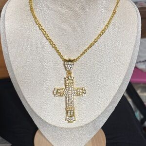 Gold and Silver Cross Pendant Necklace